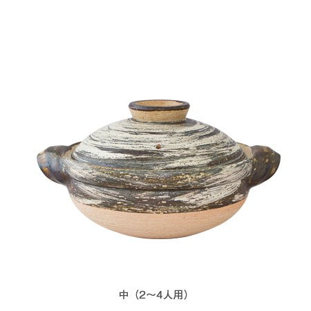 長谷園　伊賀土鍋 刷毛目　大小2つセット 伊賀土鍋 刷毛目（大・中・小） – 食タク（shokutaku）